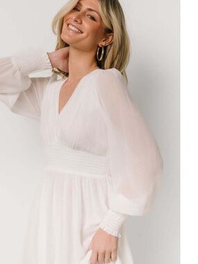 NEW Baltic Born Olivia White Long Sleeve Maxi Dress Chiffon Wedding Dress Sz XL